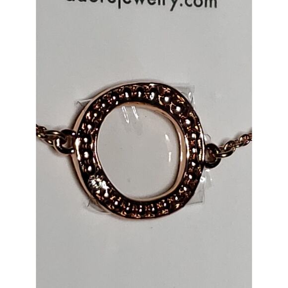 Adore Signed Organic Circle Bracelet in Rose Gold with Swarovski Crystal NEW - Picture 2 of 13